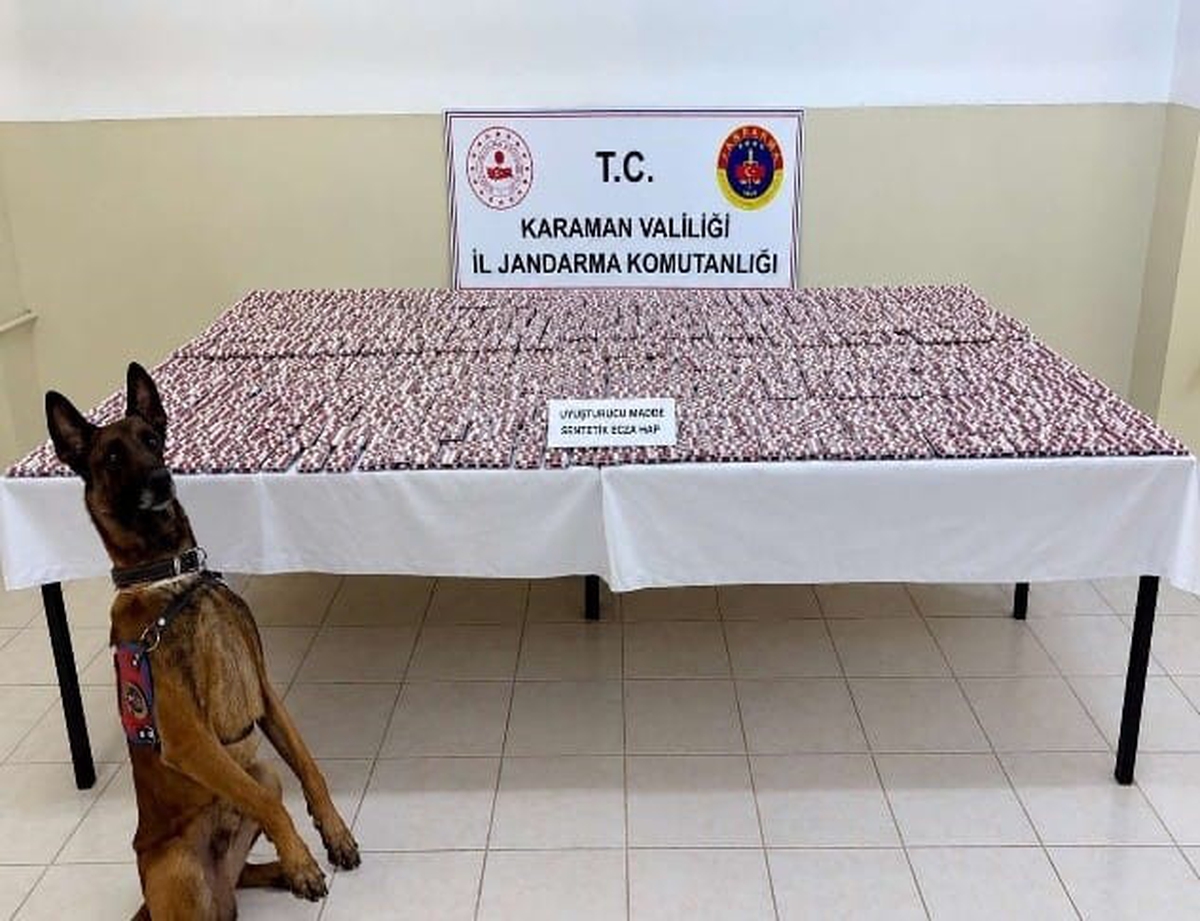 Karaman'da jandarma denetiminde 20 bin sentetik ecza hap ele geçirildi, 7 kişi tutuklandı