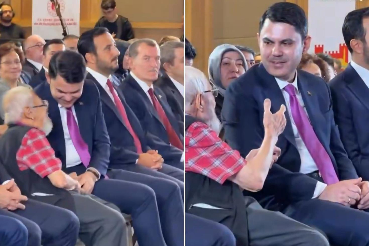 Kura töreninde korumaları aşan yaşlı amcanın Bakan Kurum’la gülümseten anları