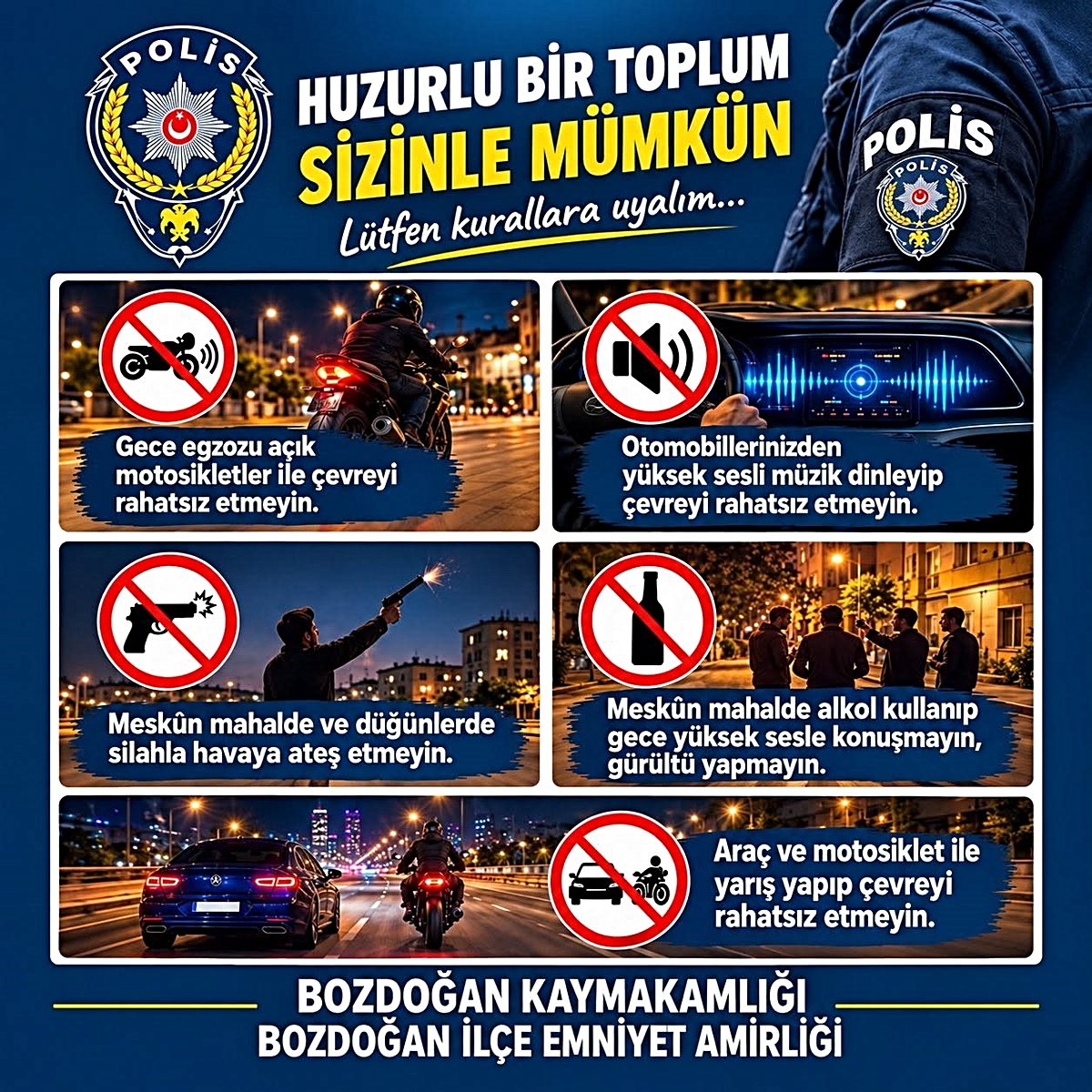 Bozdoğan Kaymakamlığı ve Emniyet, trafik ve çevre uyarısı yaptı, kask çağrısı yaptı