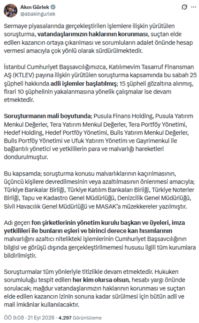 Katılımevim'e Fon Soruşturması Operasyonu: 15 Şüpheli Gözaltında