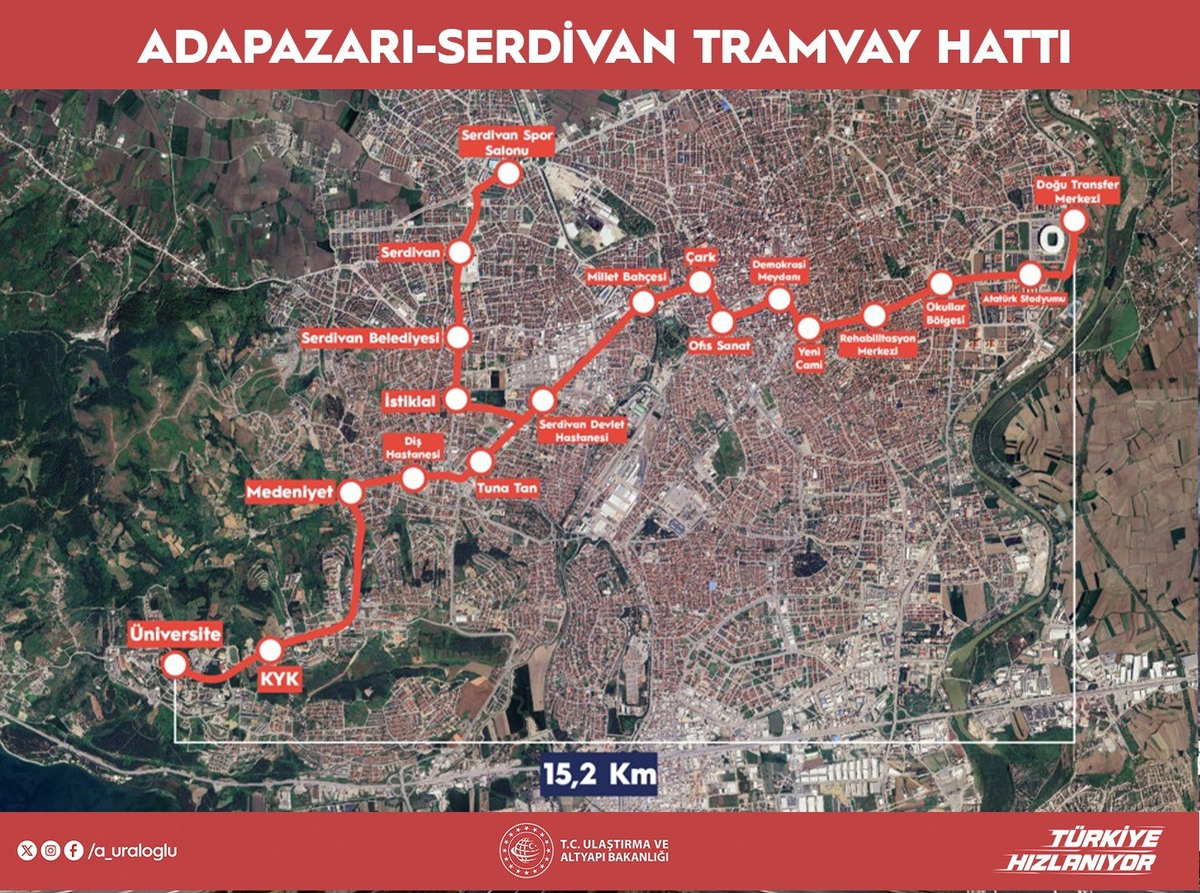 Uraloğlu, 15,2 kilometrelik Adapazarı-Serdivan Hattı'nın 19 istasyonlu olacağını söyledi