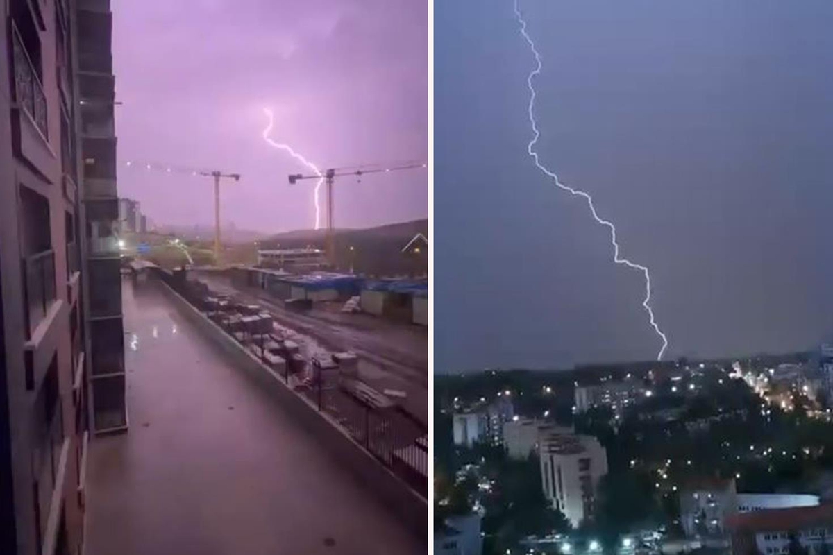 Ankara'da gök gürültülü sağanak trafiği aksattı, şimşekler cep telefonuyla kaydedildi
