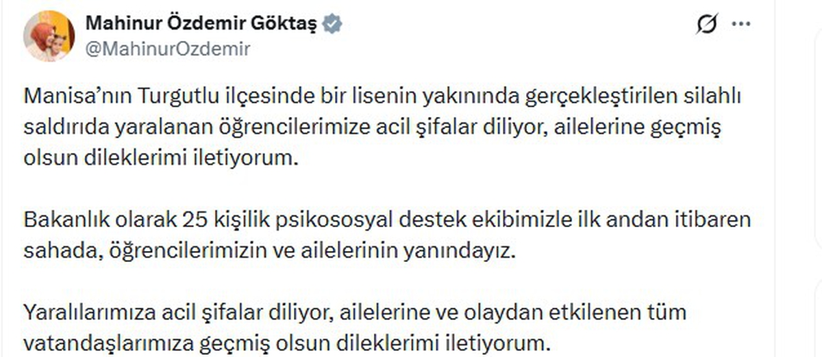 Bakan Göktaş, Turgutlu'daki saldırıda 25 kişilik destek ekibinin sahada olduğunu söyledi