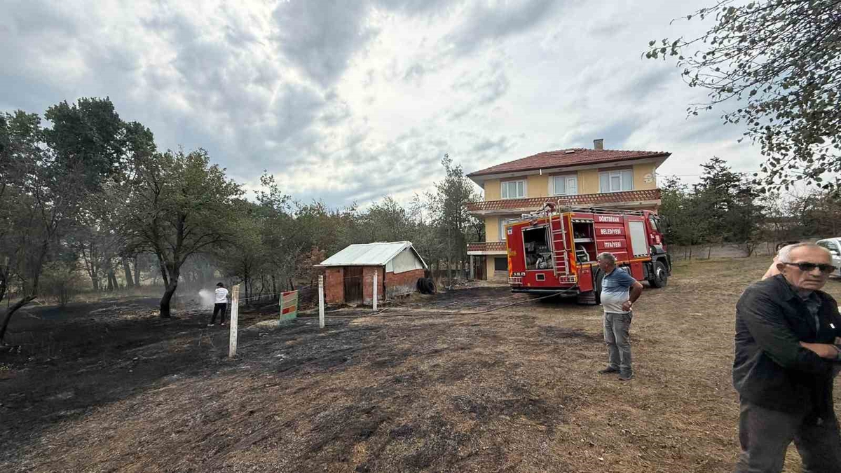 Bolu Dörtdivan'da otluk alanda çıkan yangın evlere sıçramadan söndürüldü