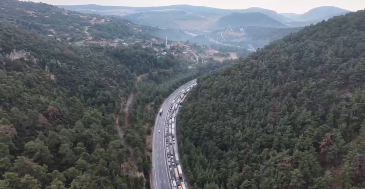 Bariyerlere çarpan TIR Mersin'de alev aldı, Adana yönünde kilometrelerce kuyruk oluştu