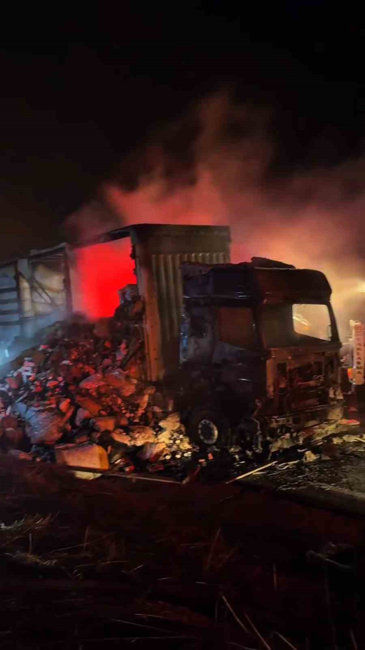 Bolu'da TEM'de tekstil yüklü tır yangında kullanılamaz hale geldi