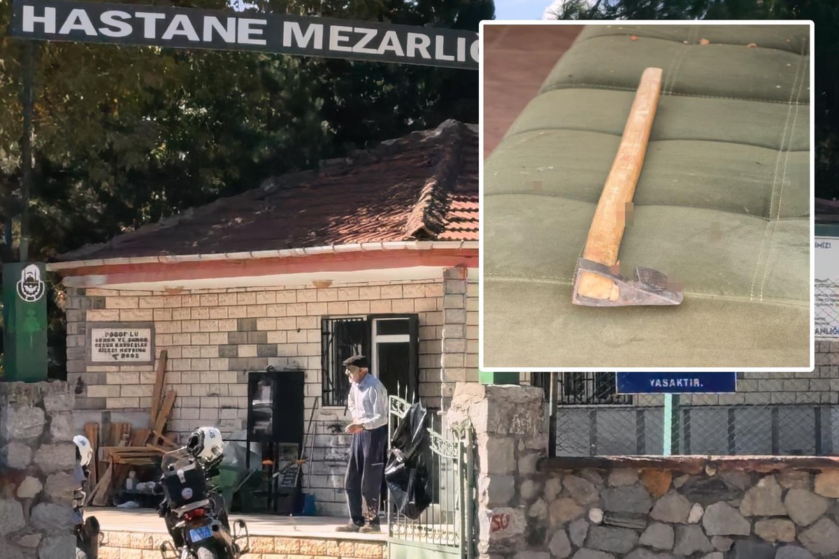 Mezarlıkta baltalı dehşet! Kaptığı gibi husumetlisinin başına indirdi