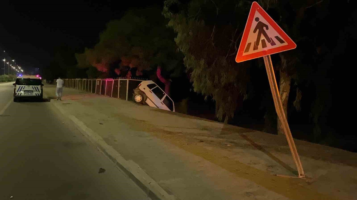 Mersin Erdemli'de otomobil tabiat parkında askıda kaldı, 2 kişi hafif yaralandı