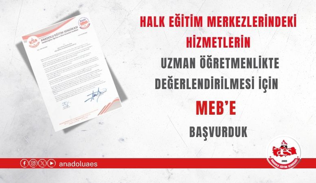 AES, Halk Eğitim'deki usta öğreticiler için MEB'e uzman öğretmenlik başvurusu yaptı