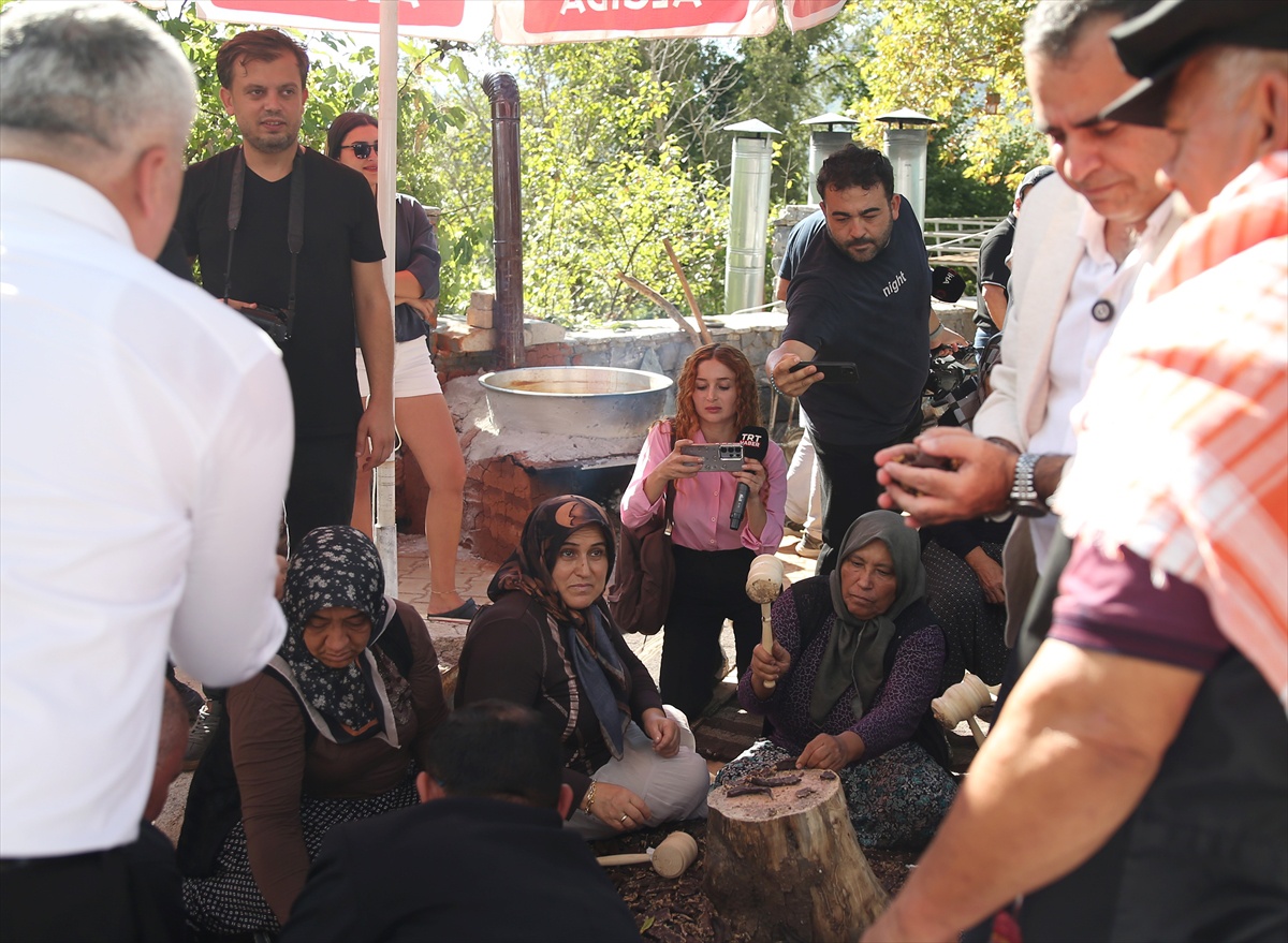 Alanya'da 2. Keçiboynuzu Hasat Şenliği'nde hasat edilen ürünler pekmeze dönüştürüldü