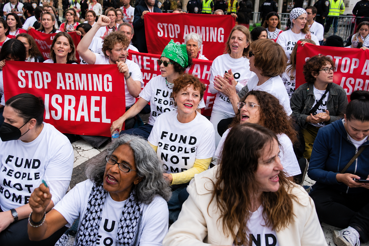 Ünlü oyuncu Susan Sarandon ve 103 kişi New York'ta Netanyahu protestosunda gözaltına alındı