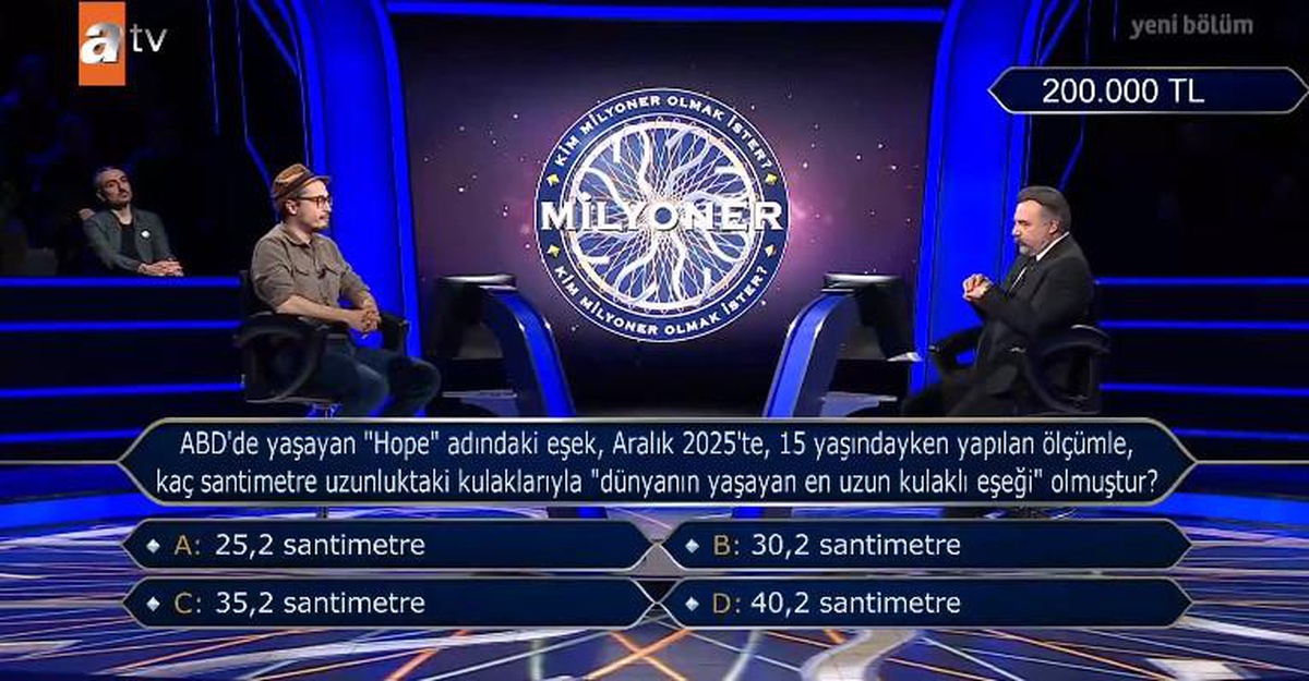 ABD'de yaşayan 'Hope' adındaki eşek, Aralık 2025'te, 15 yaşındayken yapılan ölçümle, kaç santimetre uzunluktaki kulaklarıyla 'dünyanın yaşayan en uzun