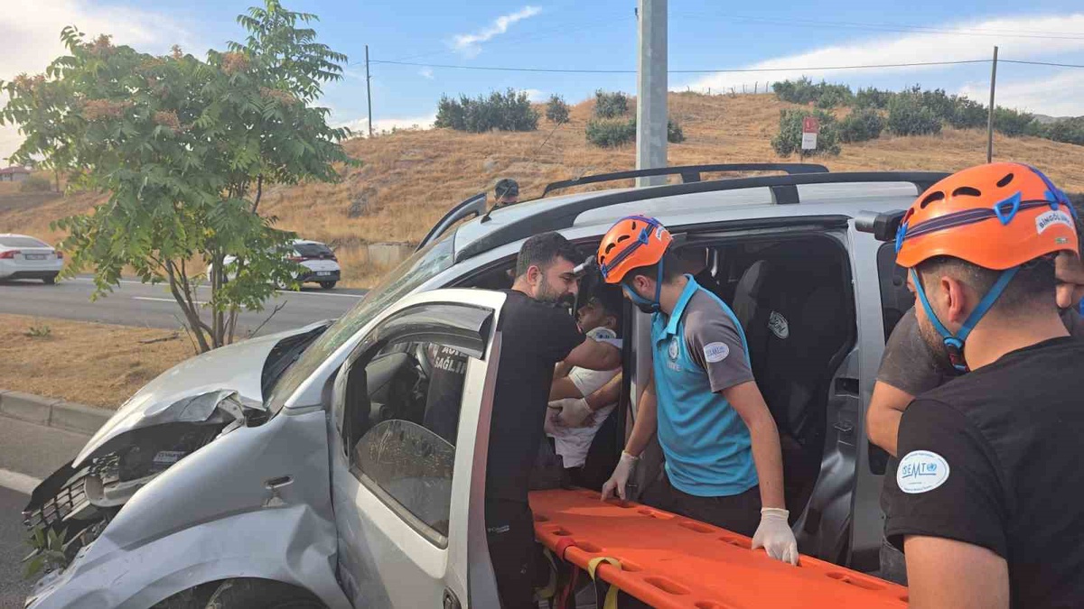 Bingöl-Muş yolunda hafif ticari araç aydınlatma direğine çarptı, sürücü yaralandı