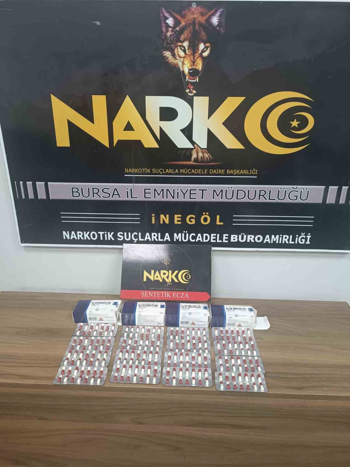 Bursa İnegöl’de uyuşturucu operasyonunda 224 sentetik ecza ele geçirildi