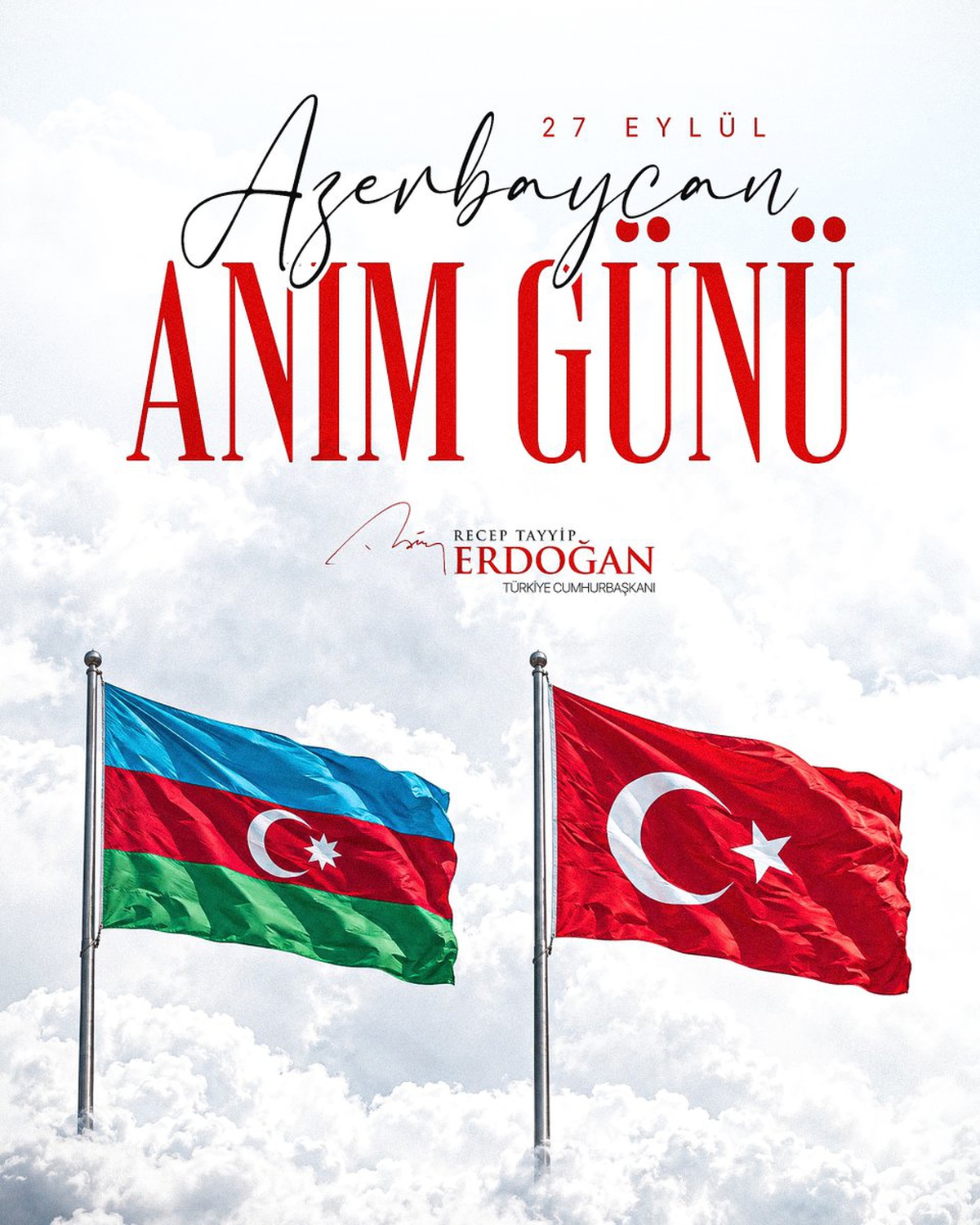 Cumhurbaşkanı Erdoğan'dan 27 Eylül Azerbaycan Anım Günü mesajı