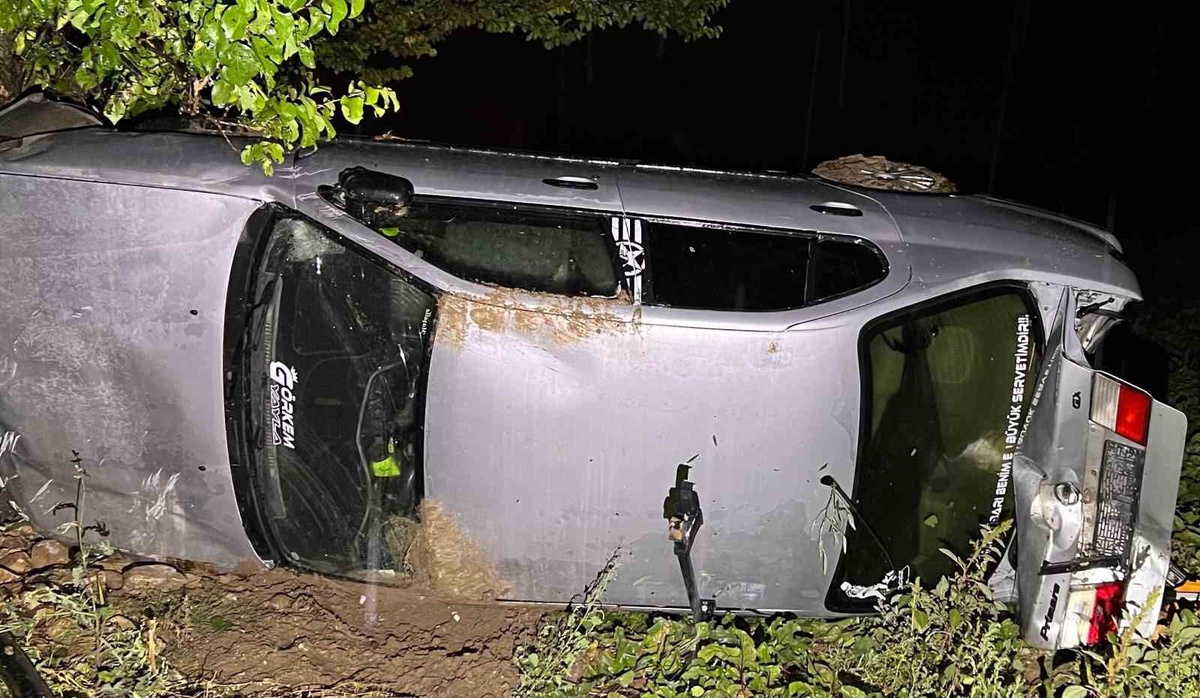 Afyonkarahisar Bolvadin'de tarlaya devrilen otomobilde 1 kişi yaralandı