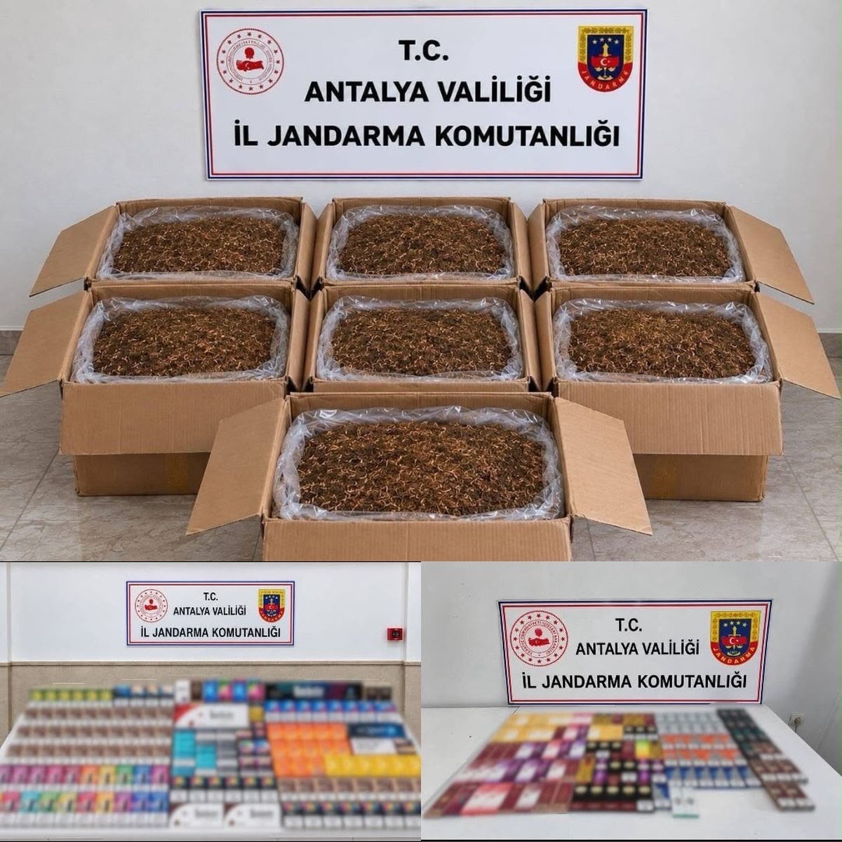 Antalya Alanya ve Döşemealtı'nda 210 kg tütün ve 377 paket kaçak sigara ele geçirildi