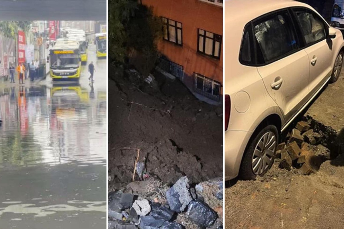 İstanbul'u sağanak vurdu! Yol çöktü, alt geçidi su bastı, toprak kaydı, 25 kişi tahliye edildi