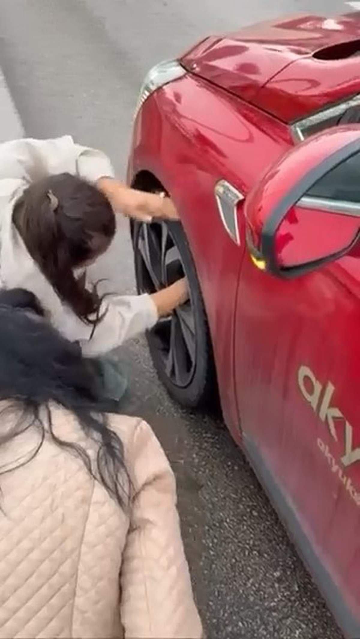 Bursa’da aracın tekerine giren yavru kedi sürücünün uğraşıyla kurtarıldı