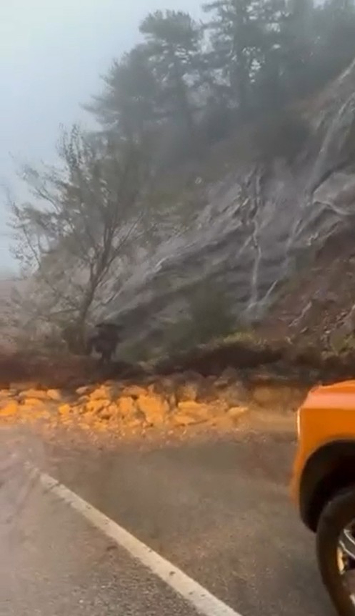 Bursa Uludağ yolunda heyelan oluştu, Karayolları ekipleri ulaşıma açtı