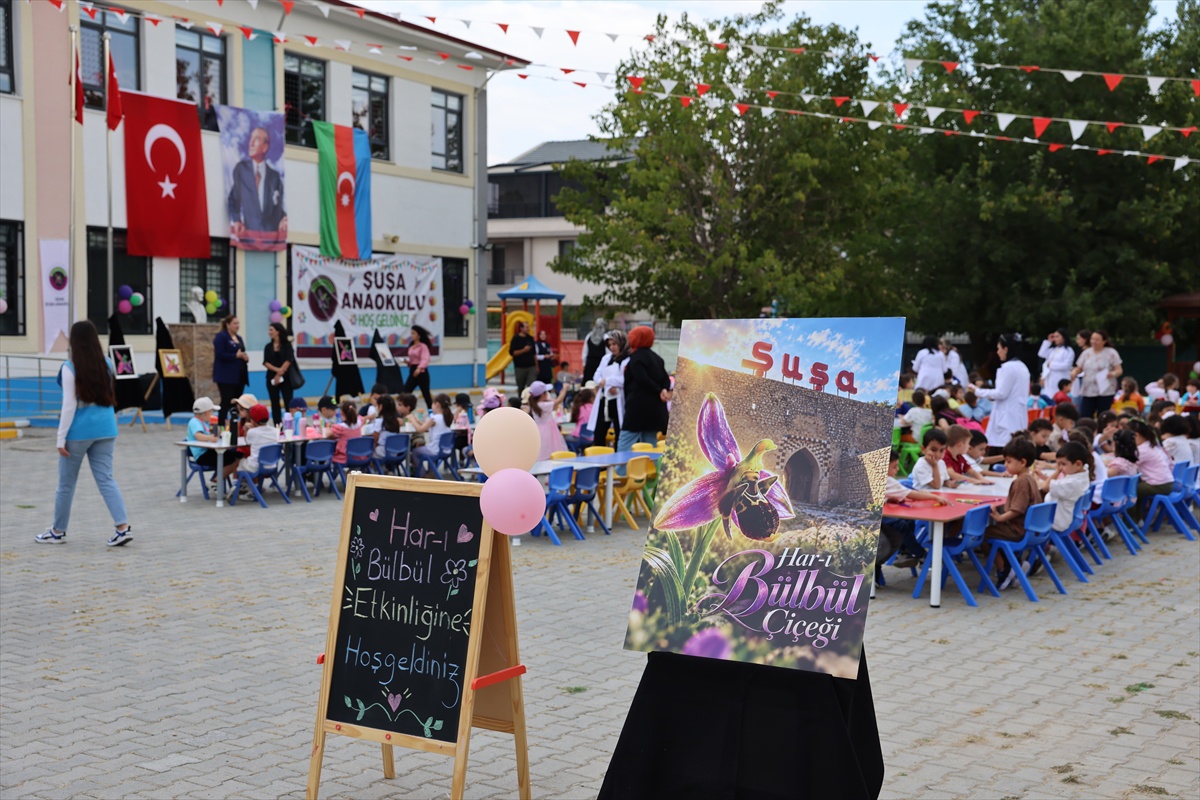 Iğdır'da Şuşa Anaokulu öğrencileri, Har-ı Bülbül sembolünü renklendirdi