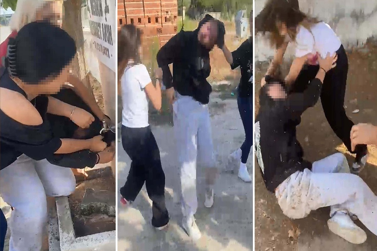 Liseli kızların şoke eden görüntüsü: Çeşmede ıslatıp, yerde sürükleyerek darbettiler