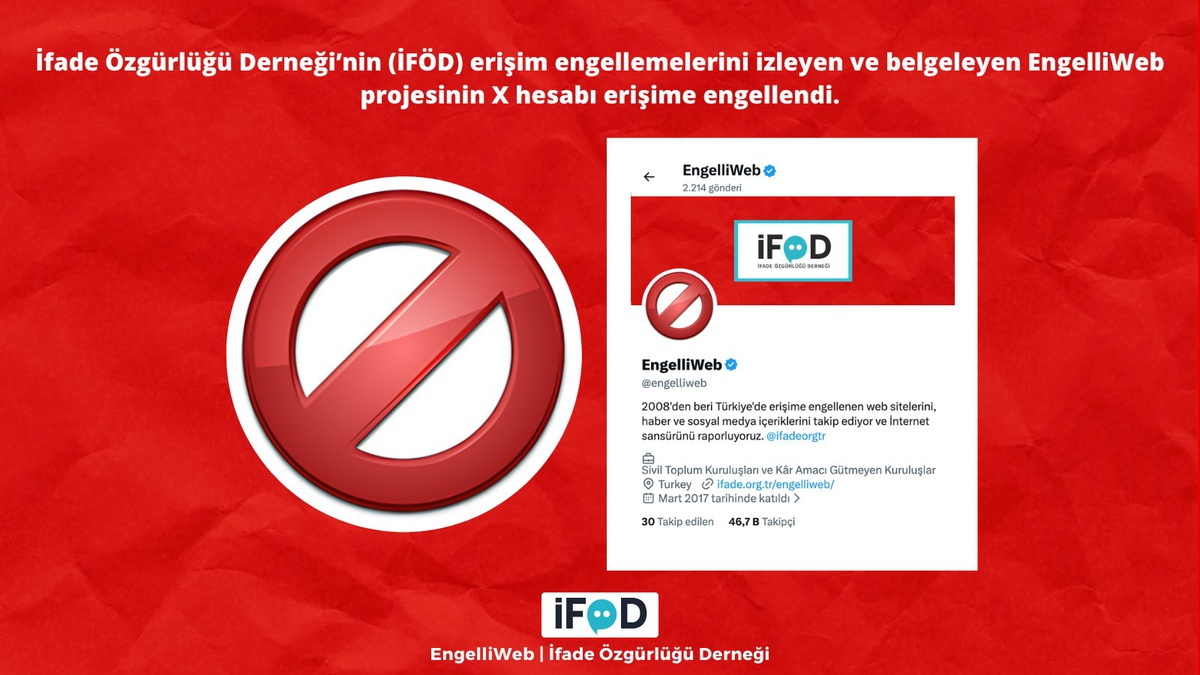 İfade Özgürlüğü Derneği'nin EngelliWeb X hesabına erişim engeli kararı verildi