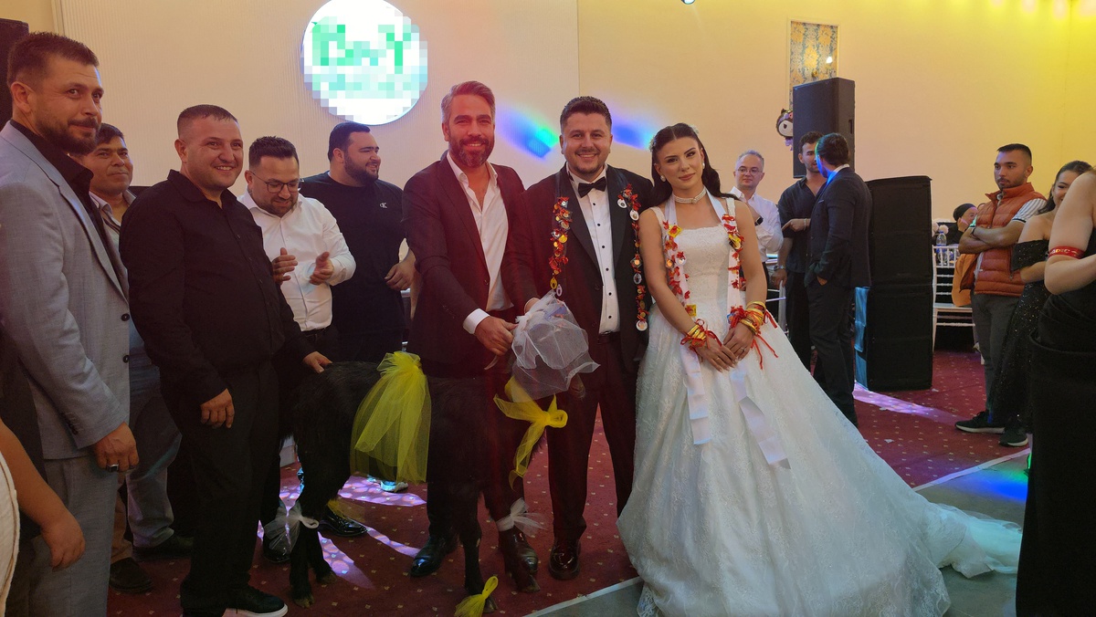 Adana Kozan'da düğünde damadın arkadaşı çifte mangal için keçi hediye etti