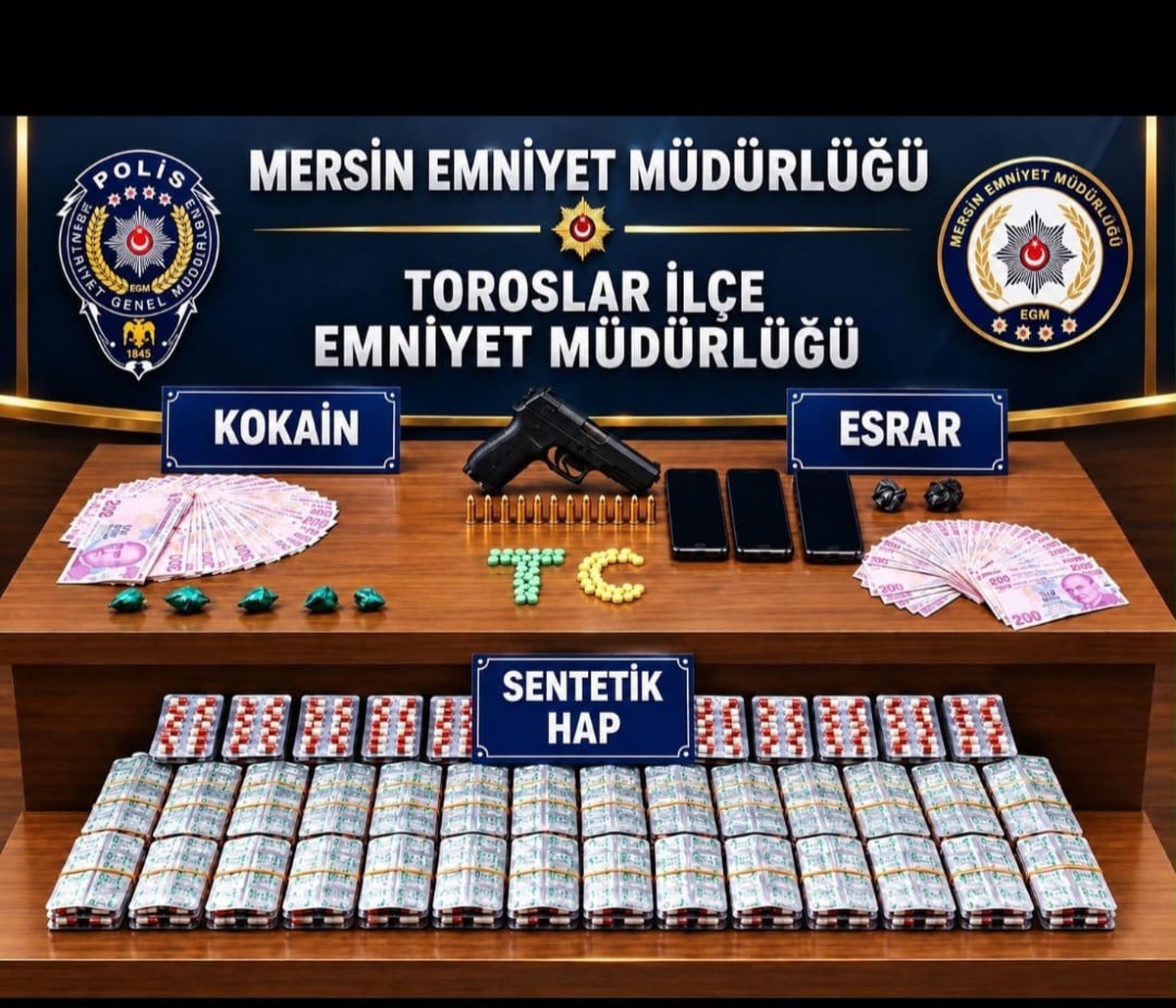 Mersin’de uyuşturucu operasyonunda 4 şüpheli tutuklandı, 37 bin TL’ye el konuldu