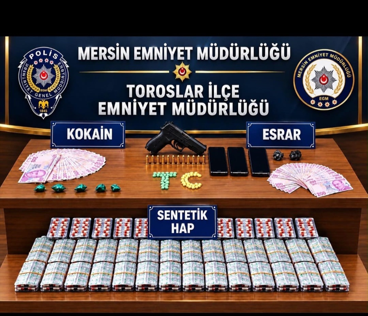 Mersin'de uyuşturucu operasyonunda 4 şüpheli tutuklandı, 5 bin 422 hap ele geçirildi