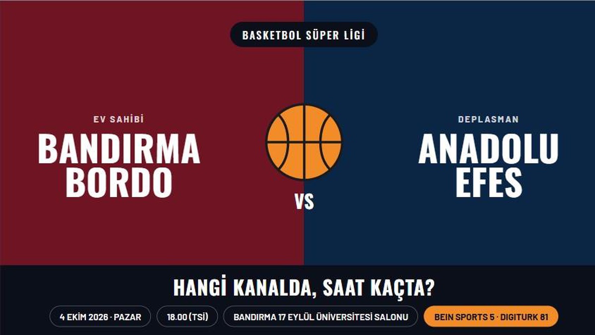 Bandırma Bordo Anadolu Efes maçı hangi kanalda, Bandırma Bordo Anadolu Efes nereden CANLI izlenir?