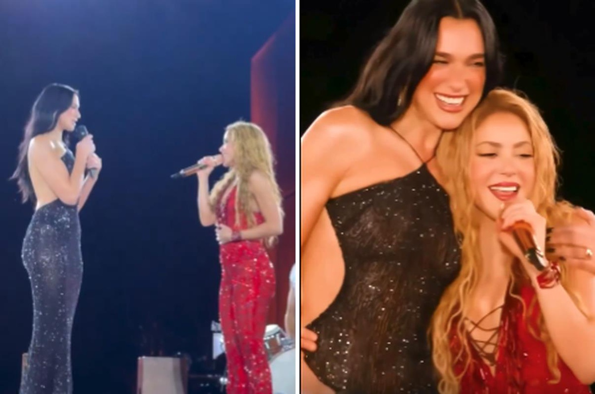 Dua Lipa ile Shakira aynı sahnede! Boy farkları dikkatlerden kaçmadı