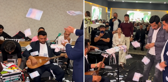 Niğde'deki düğünde dikkat çeken görüntüler: Müzisyenlere para yağdırdılar
