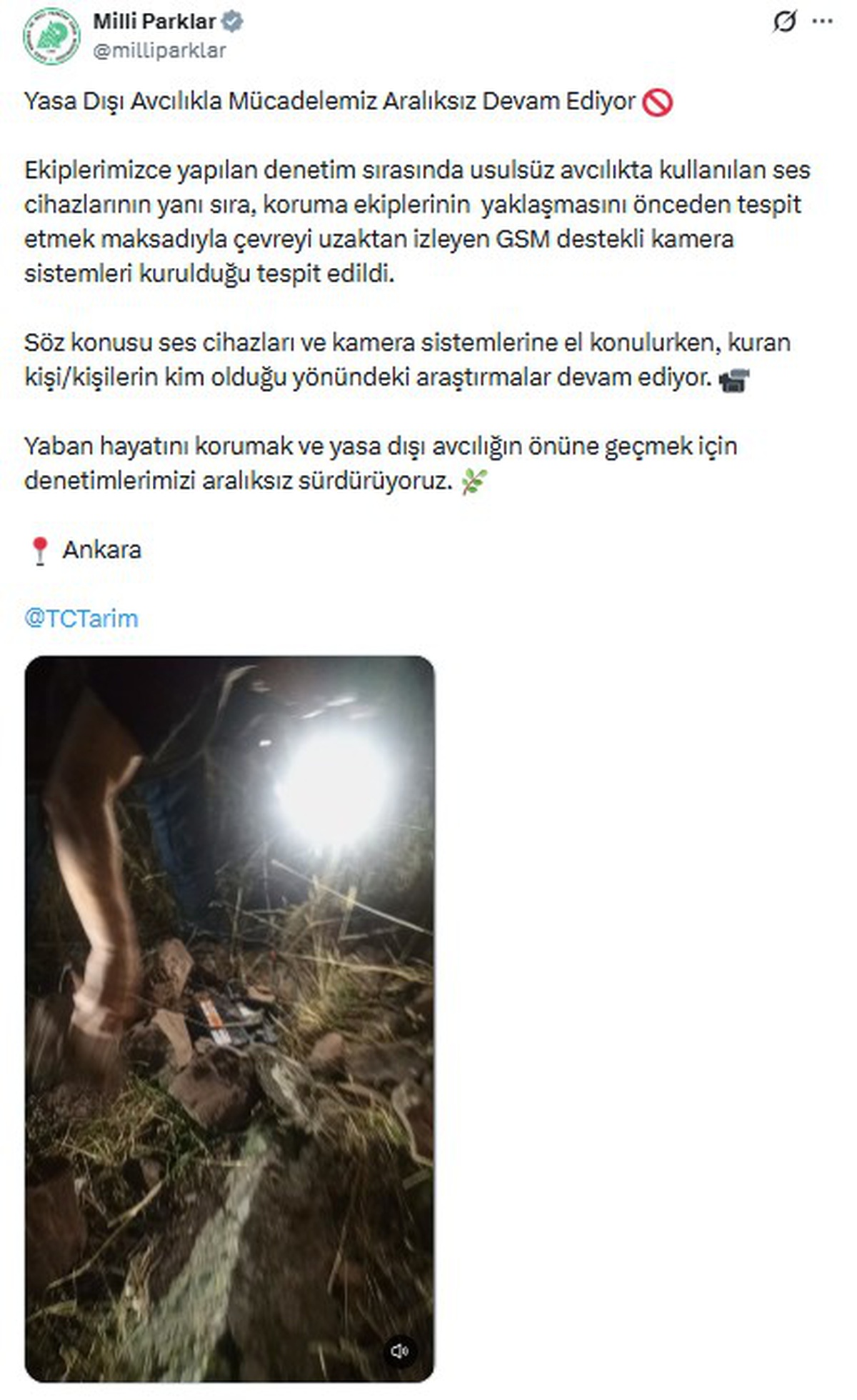 Ankara'da yasa dışı av denetiminde ses cihazları ve GSM'li kameralar ele geçirildi