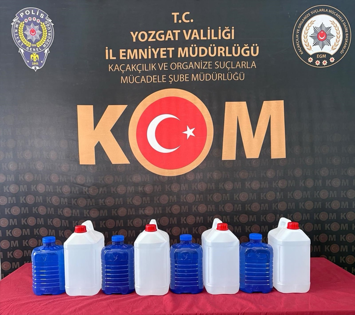 Yozgat Boğazlıyan'da kaçakçılık operasyonunda 30 litre etil alkol ele geçirildi