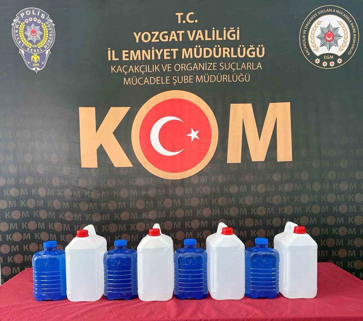 Yozgat Boğazlıyan'da polis, 30 litre kaçak etil alkol ele geçirdi