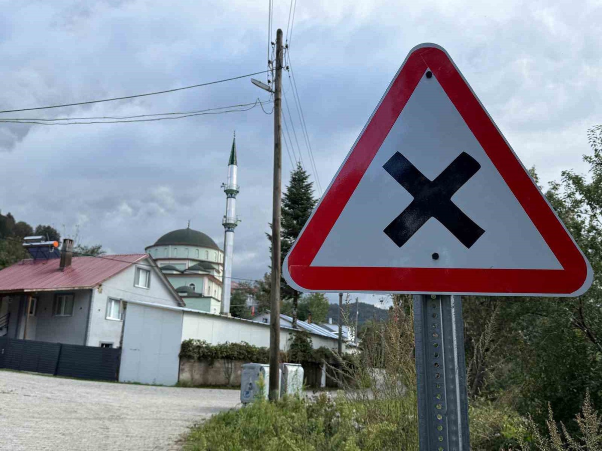Düzce İl Özel İdaresi, Kaynaşlı Darıyeri Bakacak Köyü'nde trafik levhalarını yeniledi