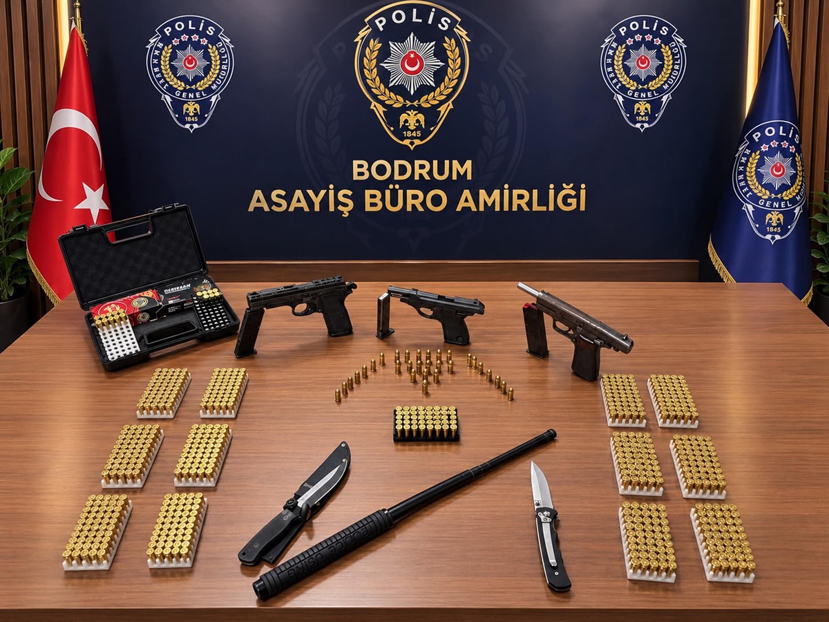 Muğla Bodrum'da silah sesi ihbarında 2 şüpheli gözaltına alındı, 697 mermi ele geçirildi