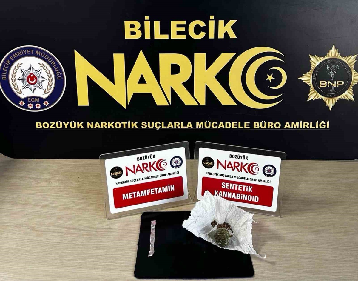 Bilecik Bozüyük'te üzerinde bonzai ve metamfetamin çıkan 1 şüpheli yakalandı