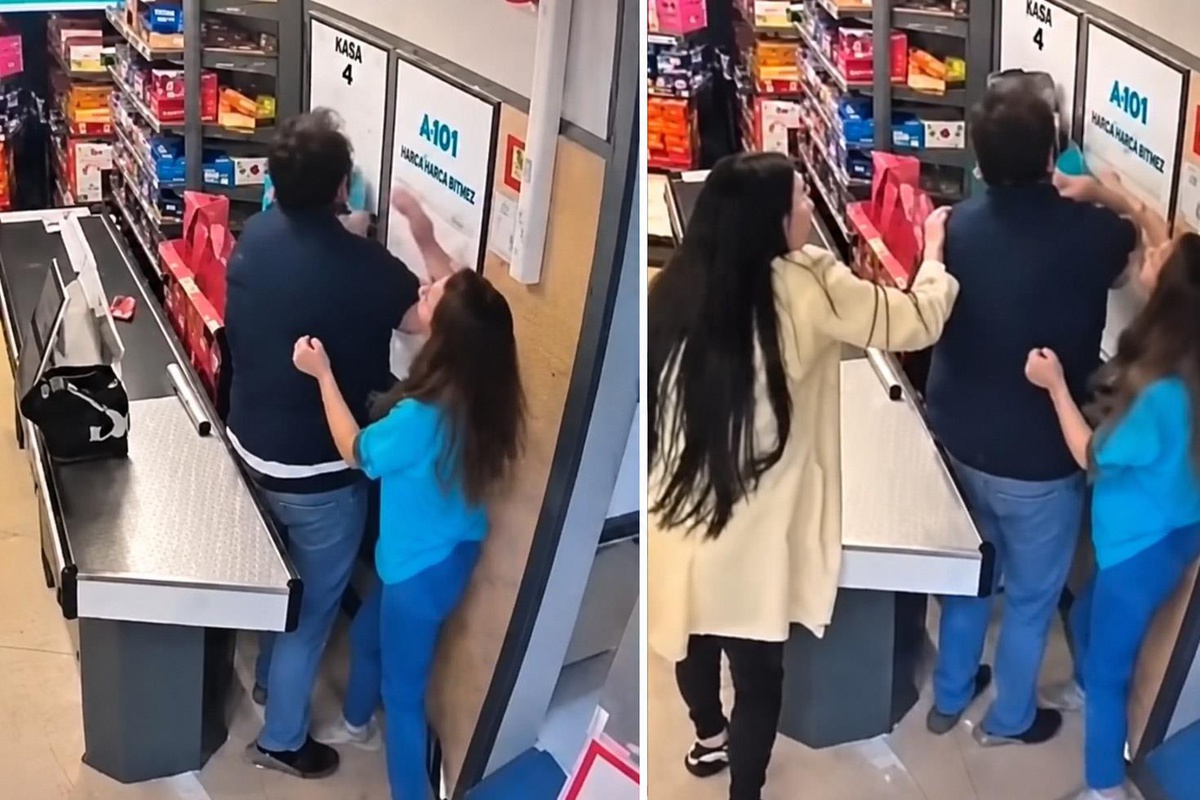 Kadın kasiyeri köşeye sıkıştırıp dehşeti yaşattı