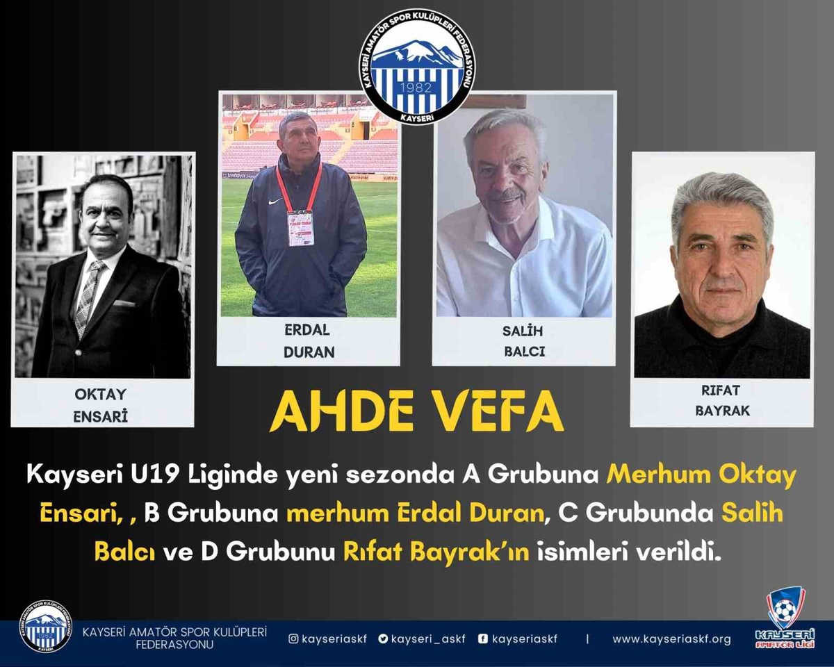 Kayseri ASKF, 1. Amatör Küme ve U19 gruplarına emektar isimlerini verdi