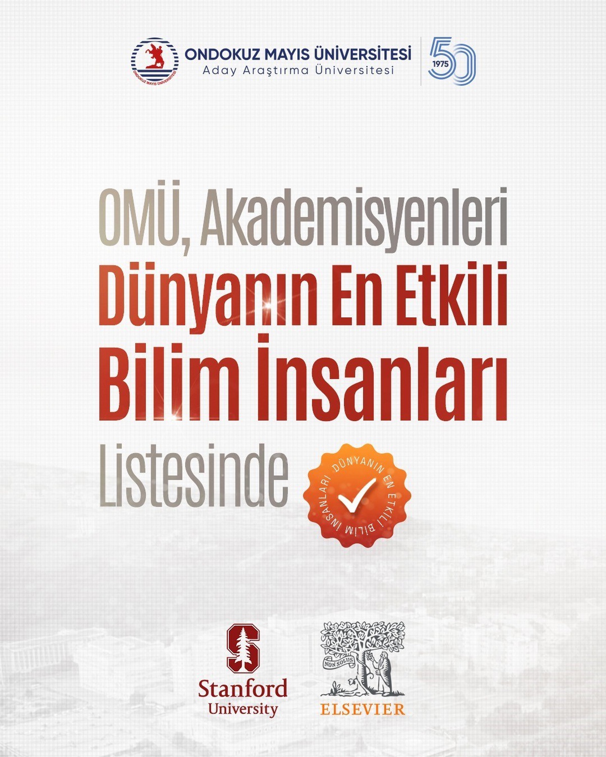 OMÜ, 18 akademisyenle dünyanın en etkili bilim insanları listesinde yer aldı.