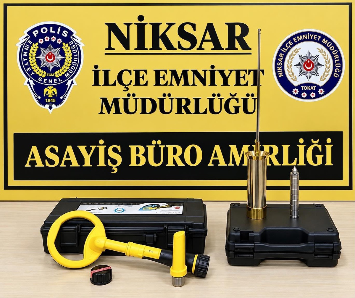 Tokat Niksar'da ormanda dedektörle kaçak define arayan 3 kişi suçüstü yakalandı