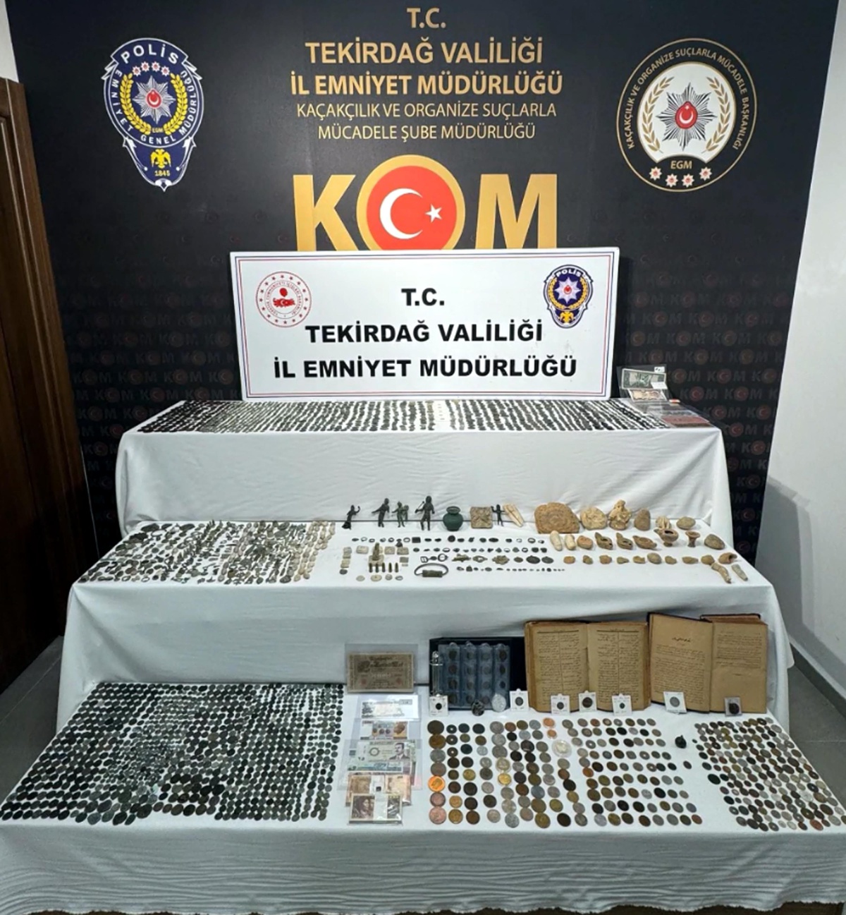 Tekirdağ'da polisin tarihi eser operasyonunda 2 bin 314 sikke ele geçirildi