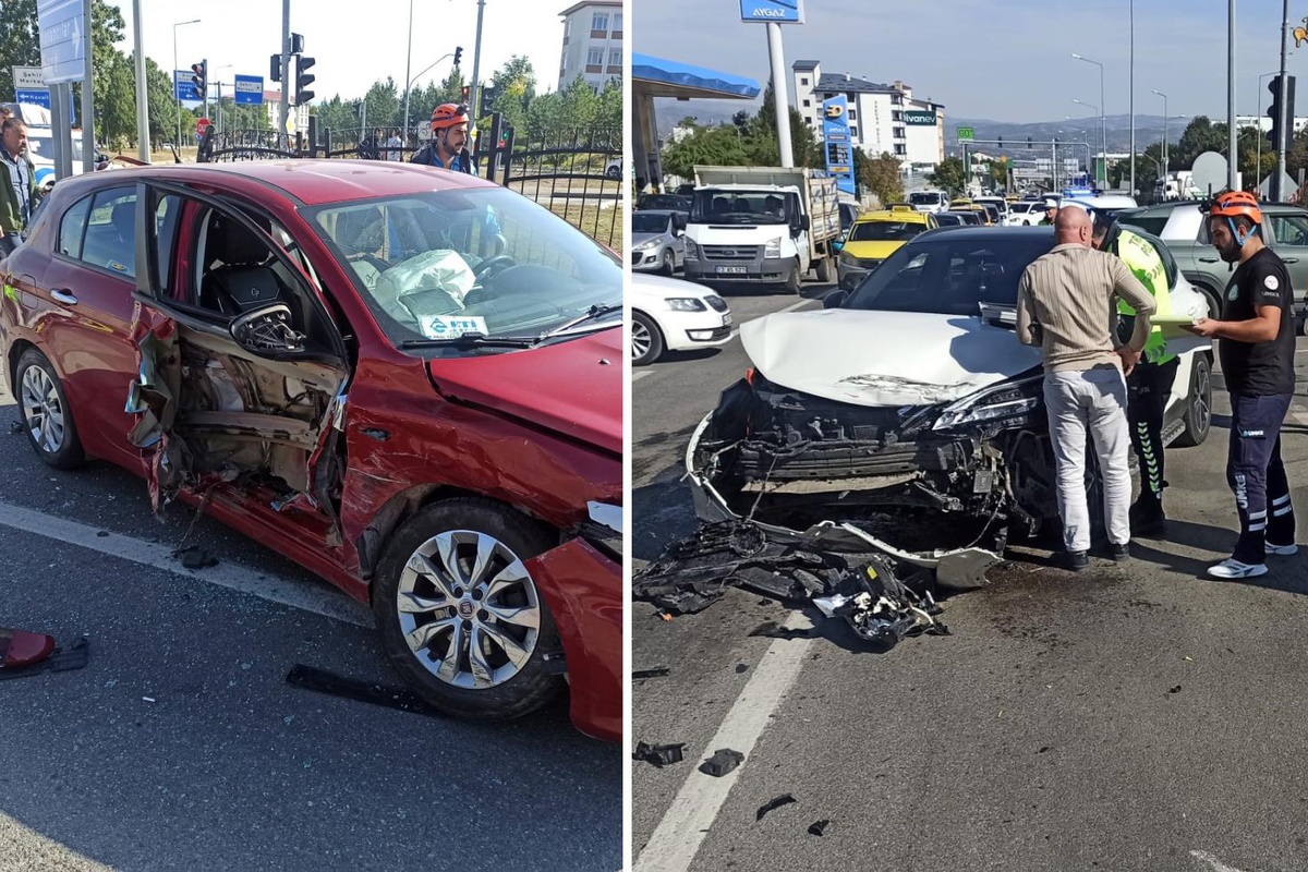 Kavşakta feci kaza! İki araç çarpıştı, 5 kişi yaralandı