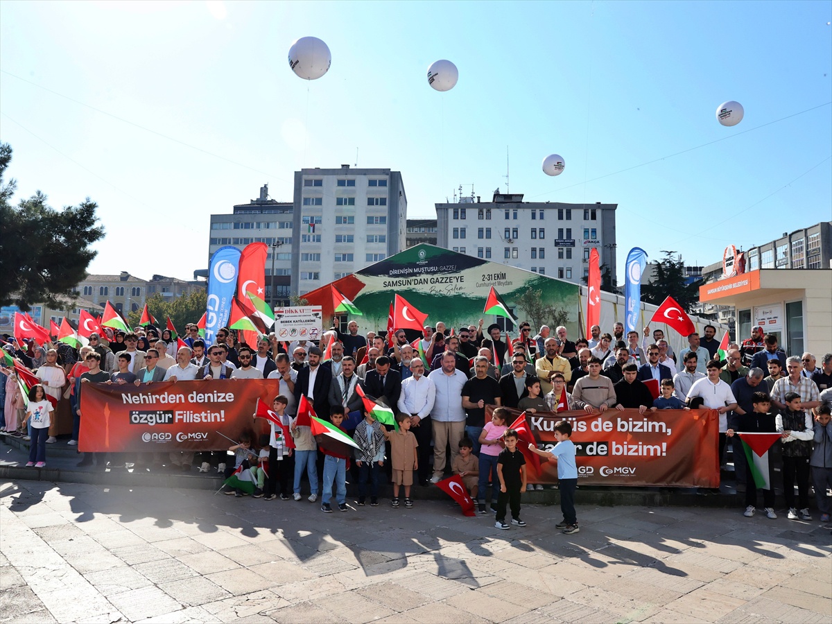 Samsun'da AGD ve MGV'nin Tufan Haftası'nda Gazze'deki soykırım protesto edildi