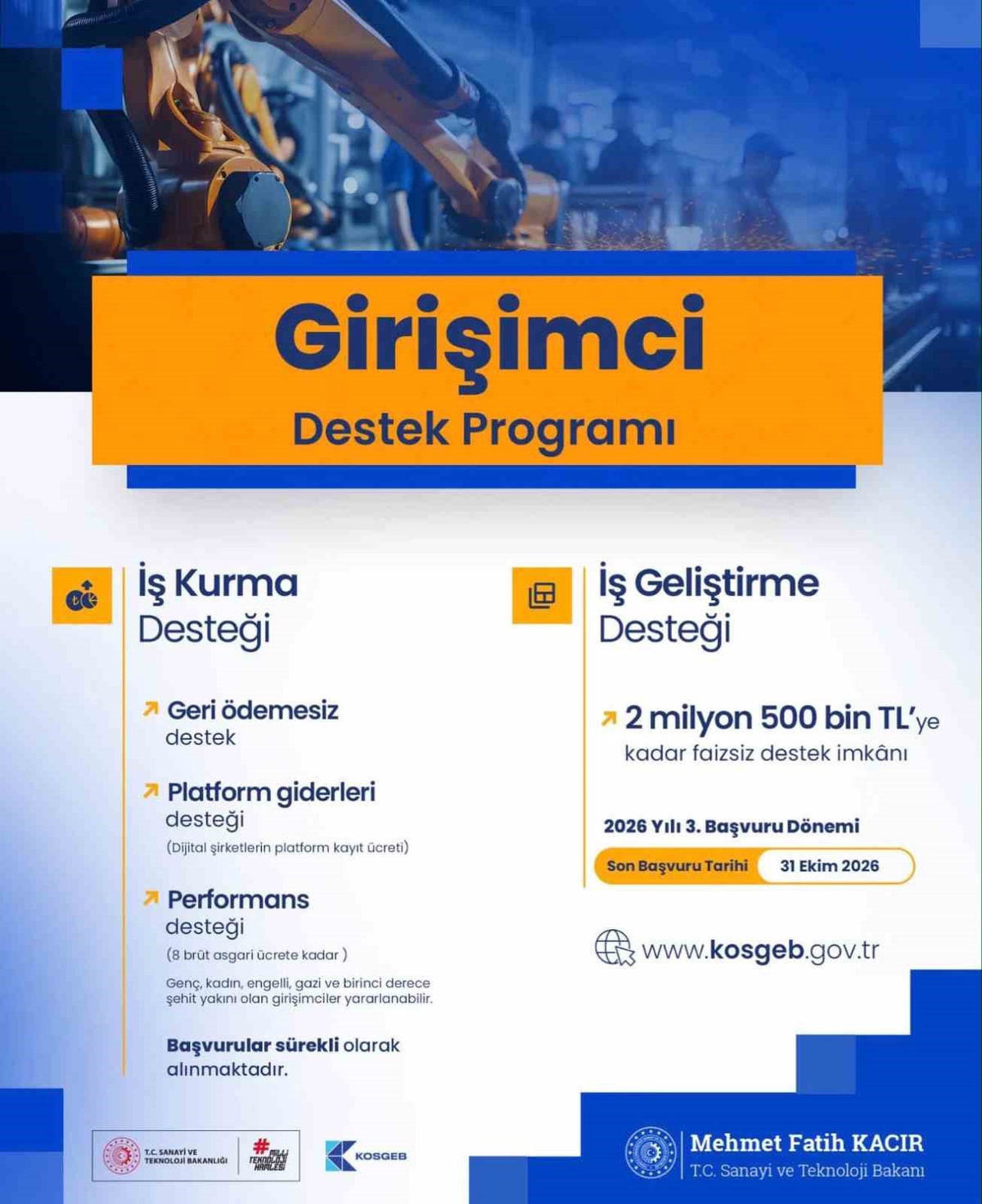 Ağrı'da girişimcilere KOSGEB İş Geliştirme Desteği başvuruları 31 Ekim'de sona eriyor