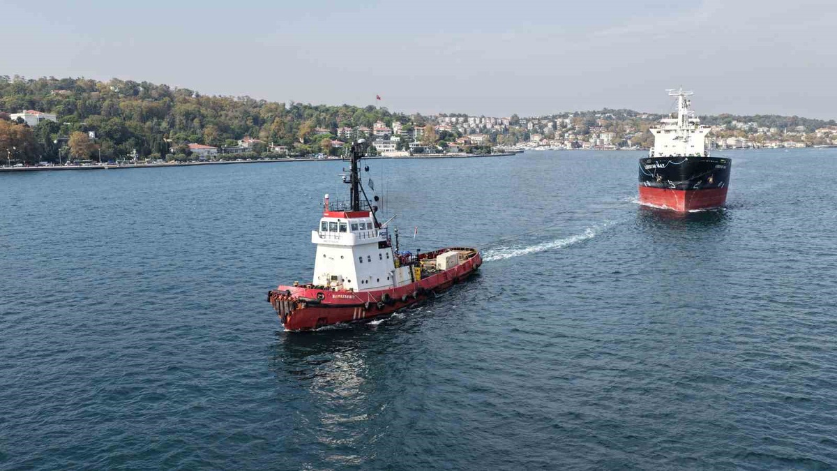 Karadeniz'de saldırıya uğrayan iki gemi İstanbul Boğazı'ndan Yalova'ya sevk edildi