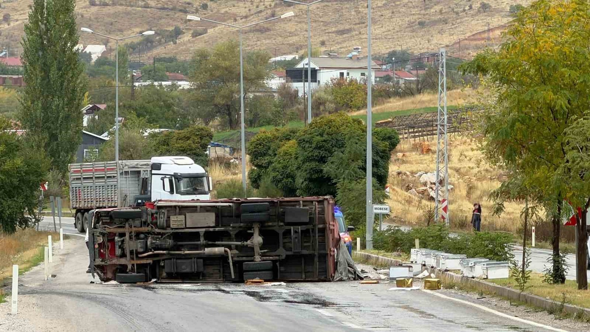 Malatya-Adıyaman yolunda devrilen arı yüklü kamyonda 2 kişi yaralandı