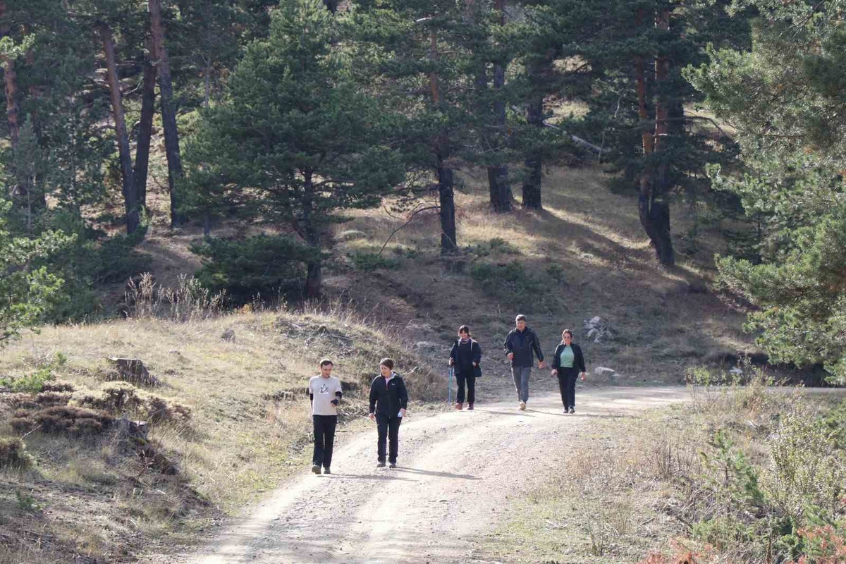 Oltu ve Erzurum yürüyüş grupları 15 kilometre yürüyüp rampada kalan araca yardım etti